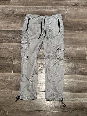 Light Gray Men’s Cargo Pants with Drawstring Ankles
